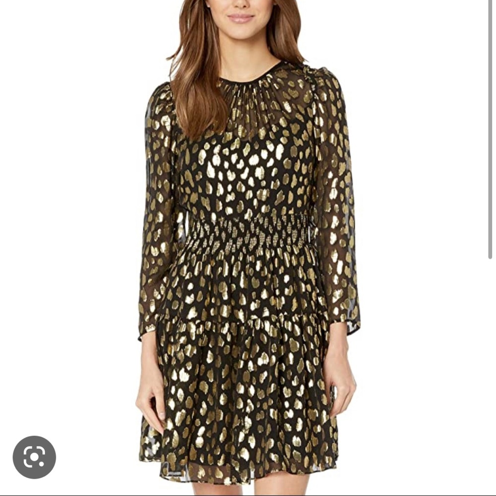 Gorgeous Rebecca Taylor gold dot silk dress 10
